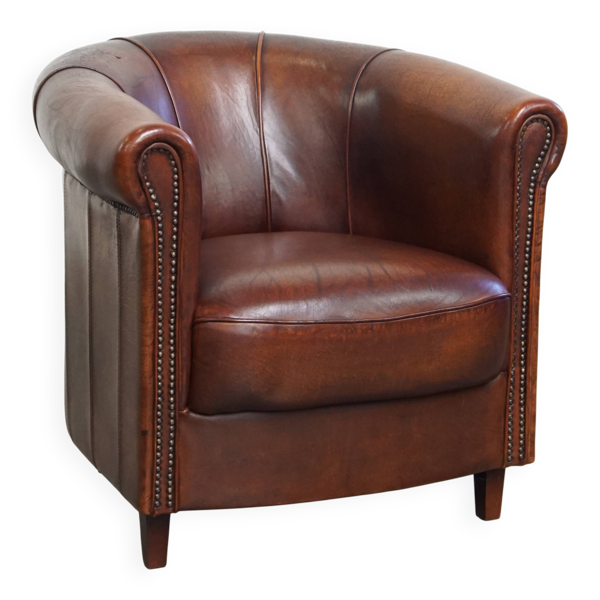 Fauteuil club en cuir de mouton
