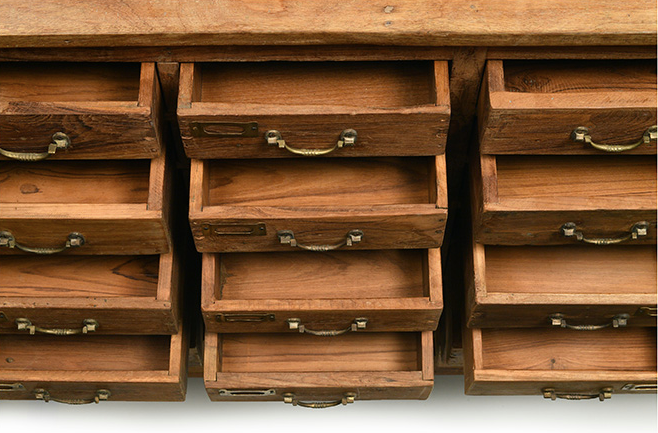 Wooden chest of drawers with 40 drawers