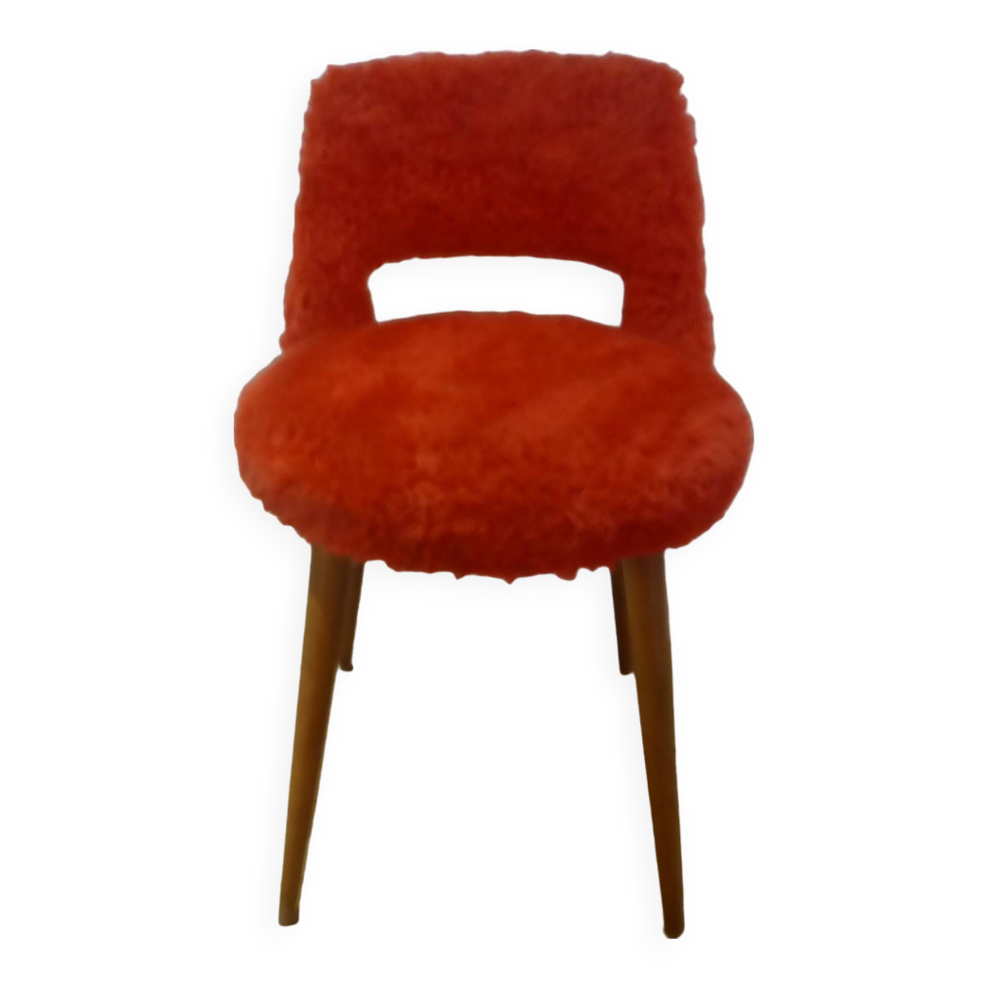 vintage red fur chair