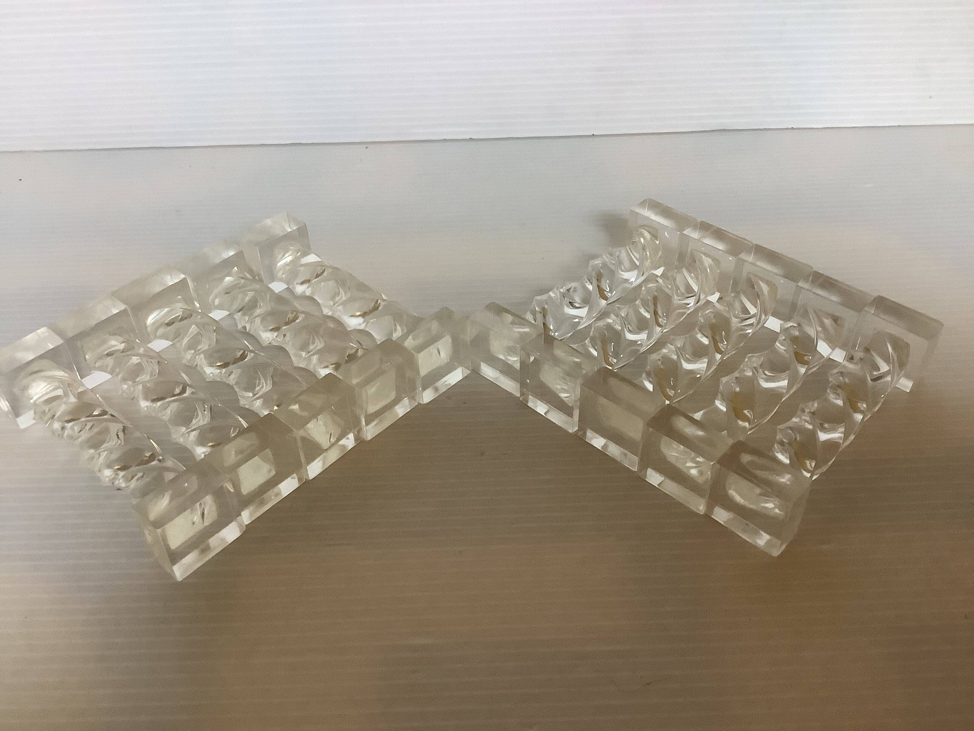 10 vintage twisted lucite knife rests