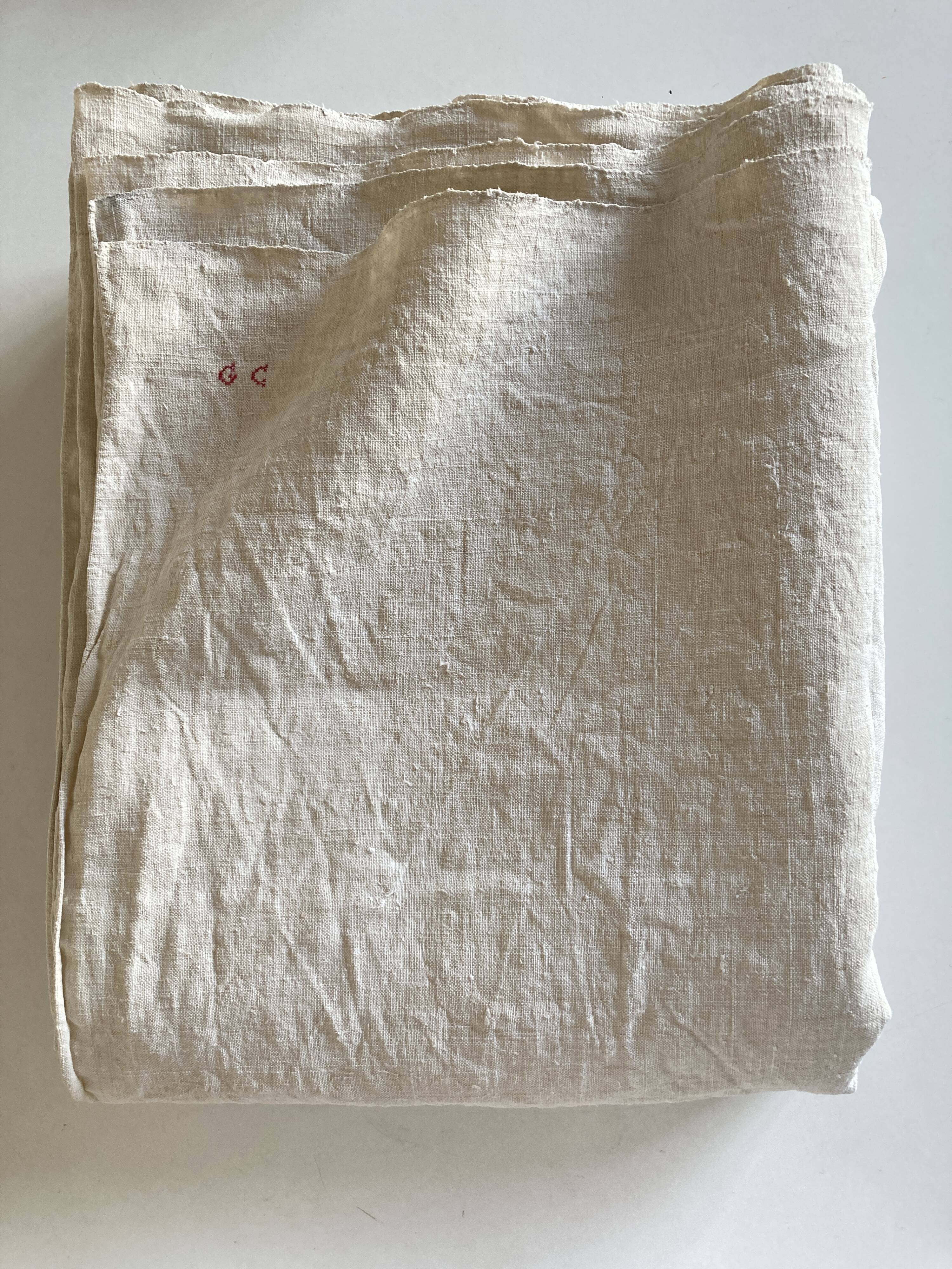 19th L260cm raw linen reserve farm case