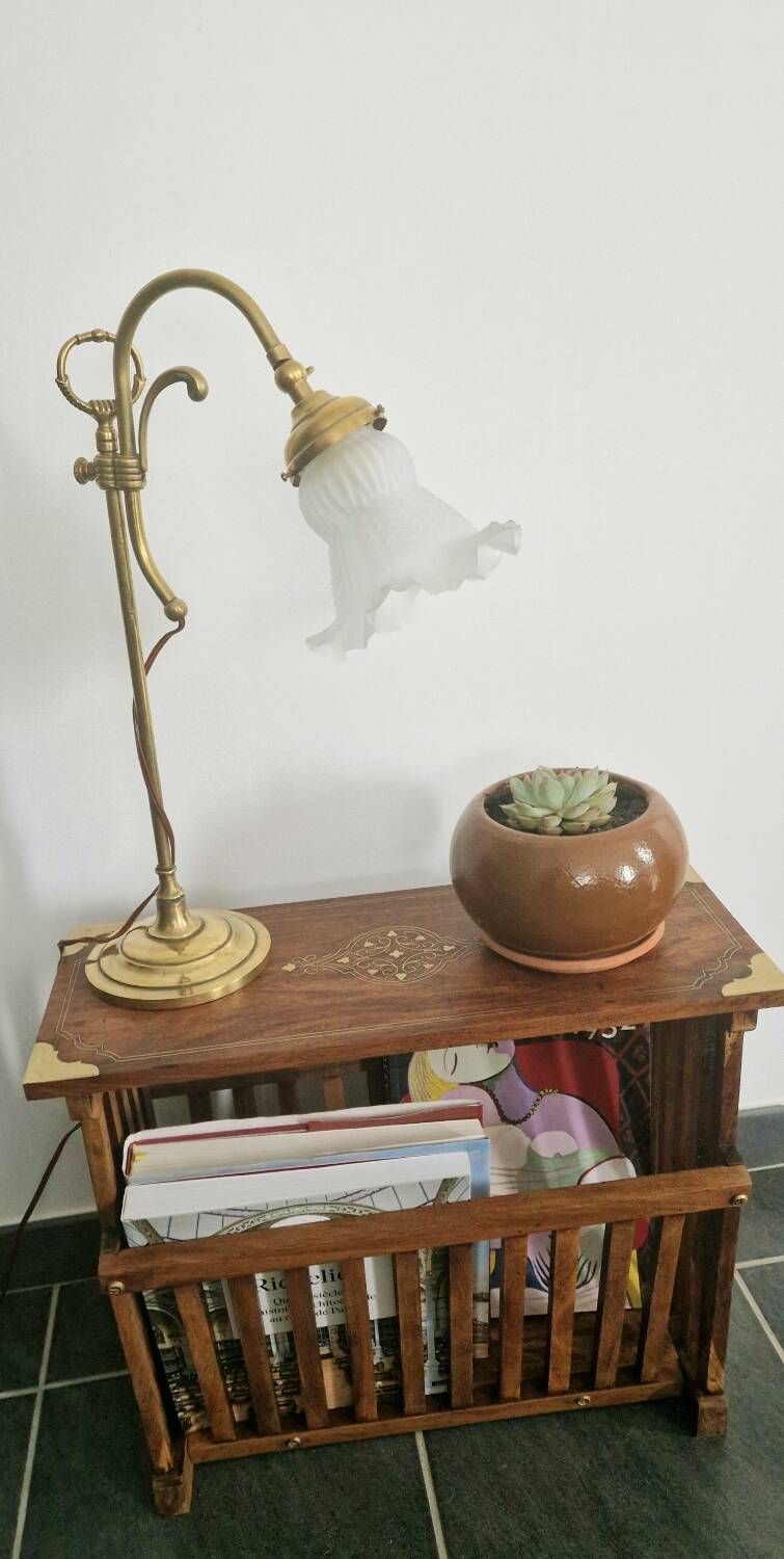 Rosewood and brass magazine stand table