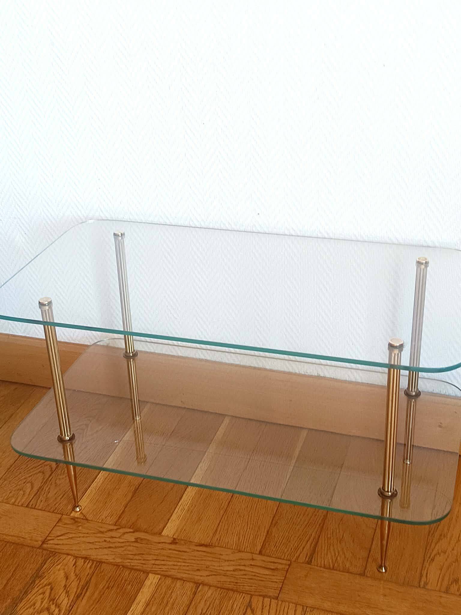 Brass and glass coffee table in Jansen style circa 1960.