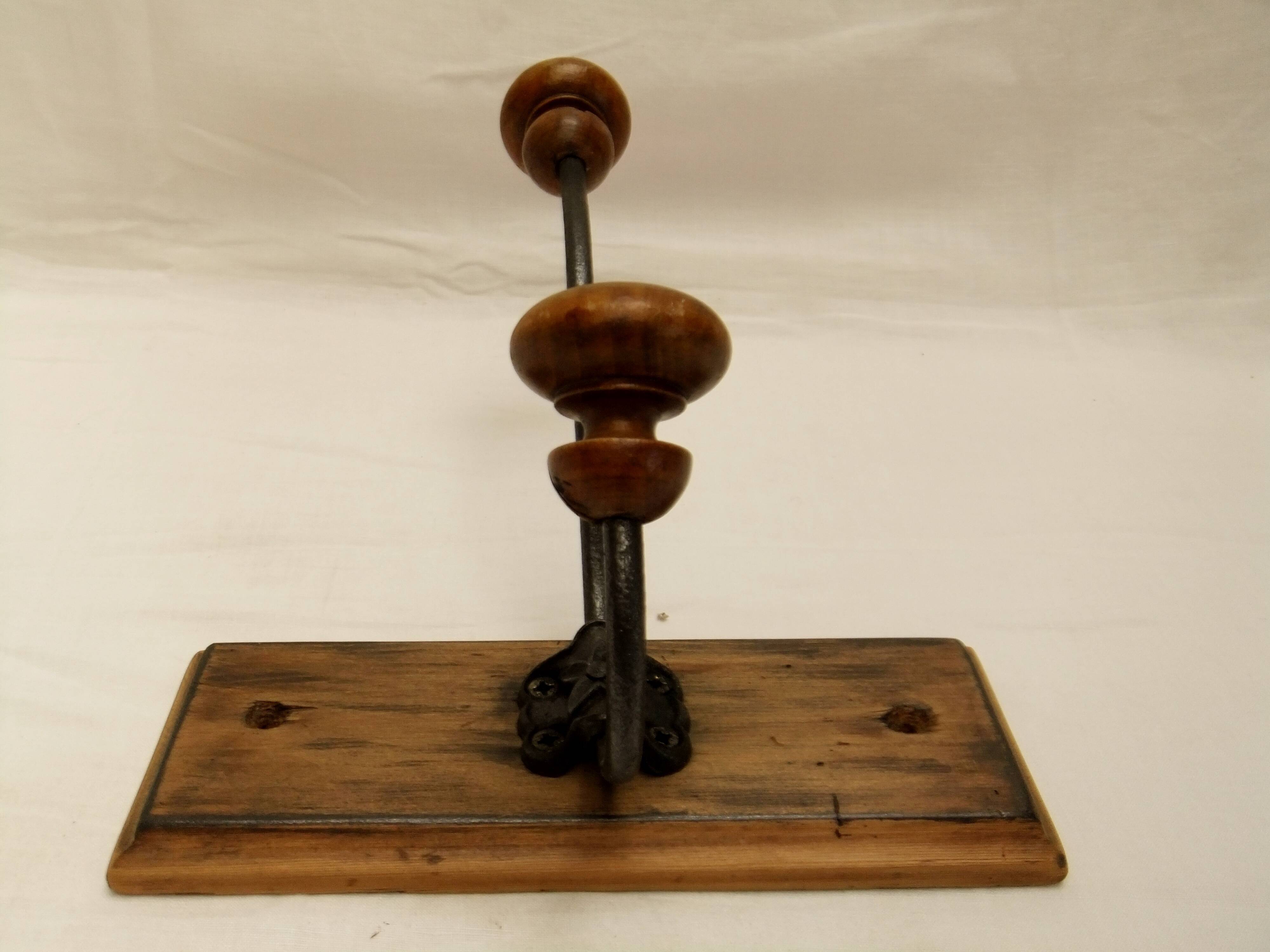 Wall coat rack hook wrought iron wood