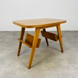 Table d'appoint pied compas années 50 porte livre en bois