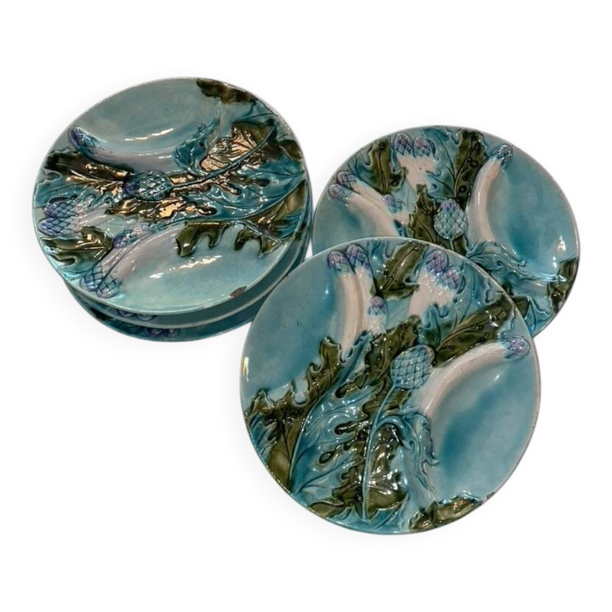 Vintage Table Art: Barbotine Plates & Limoges Server