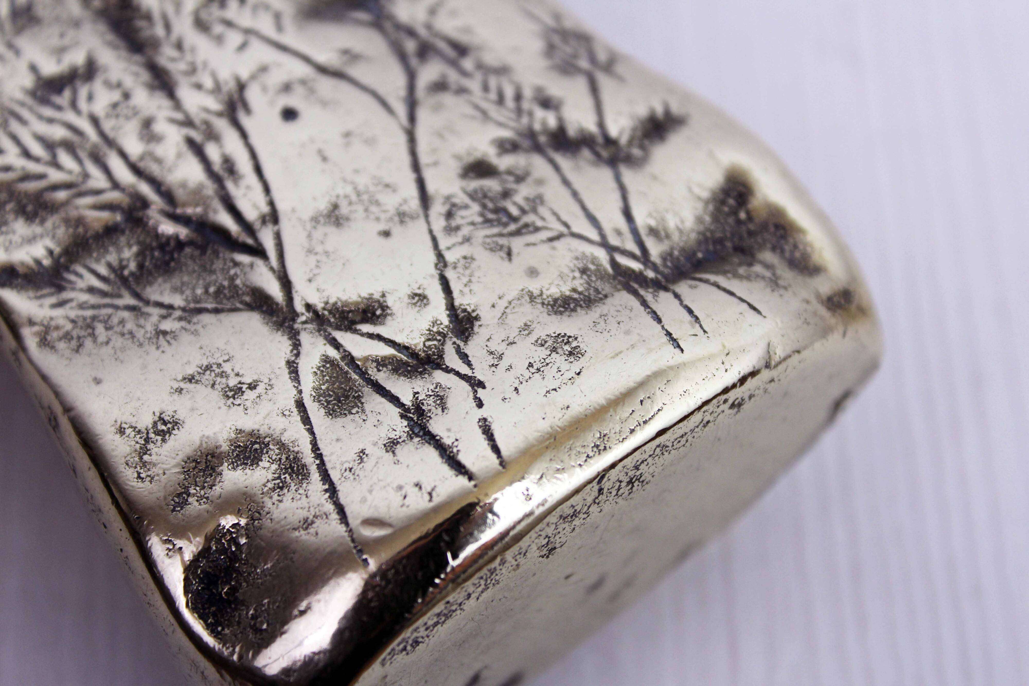 Mid-century bronze or brass vase with herbarium decoration