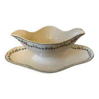 Saucière en porcelaine de Longwy, modèle Blois