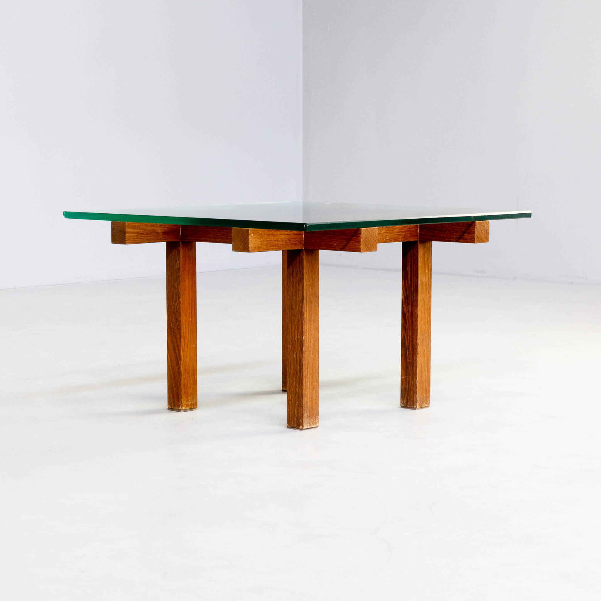 50s Alfred Hendrickx wood and glass coffee table for Belform