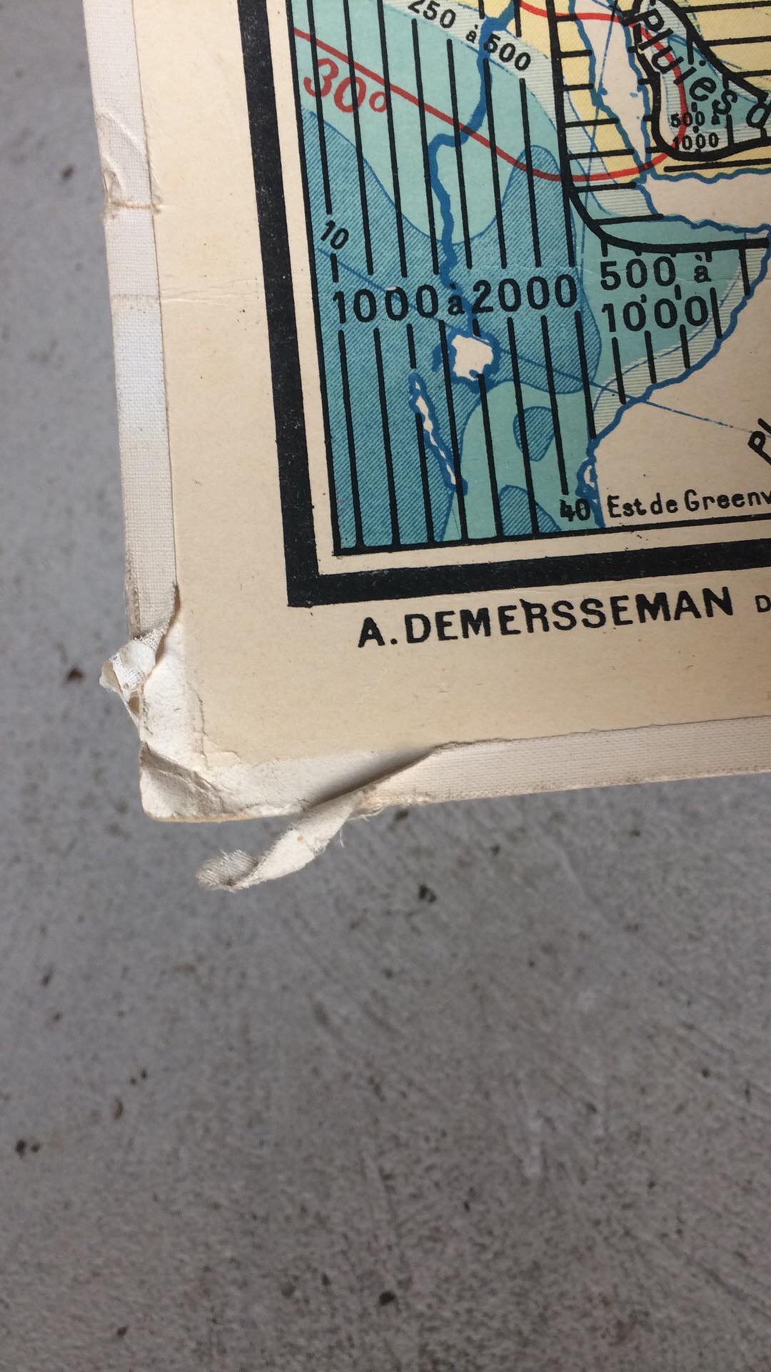 Map of old cardboard school Asia Jean Brunhes Deffontaines