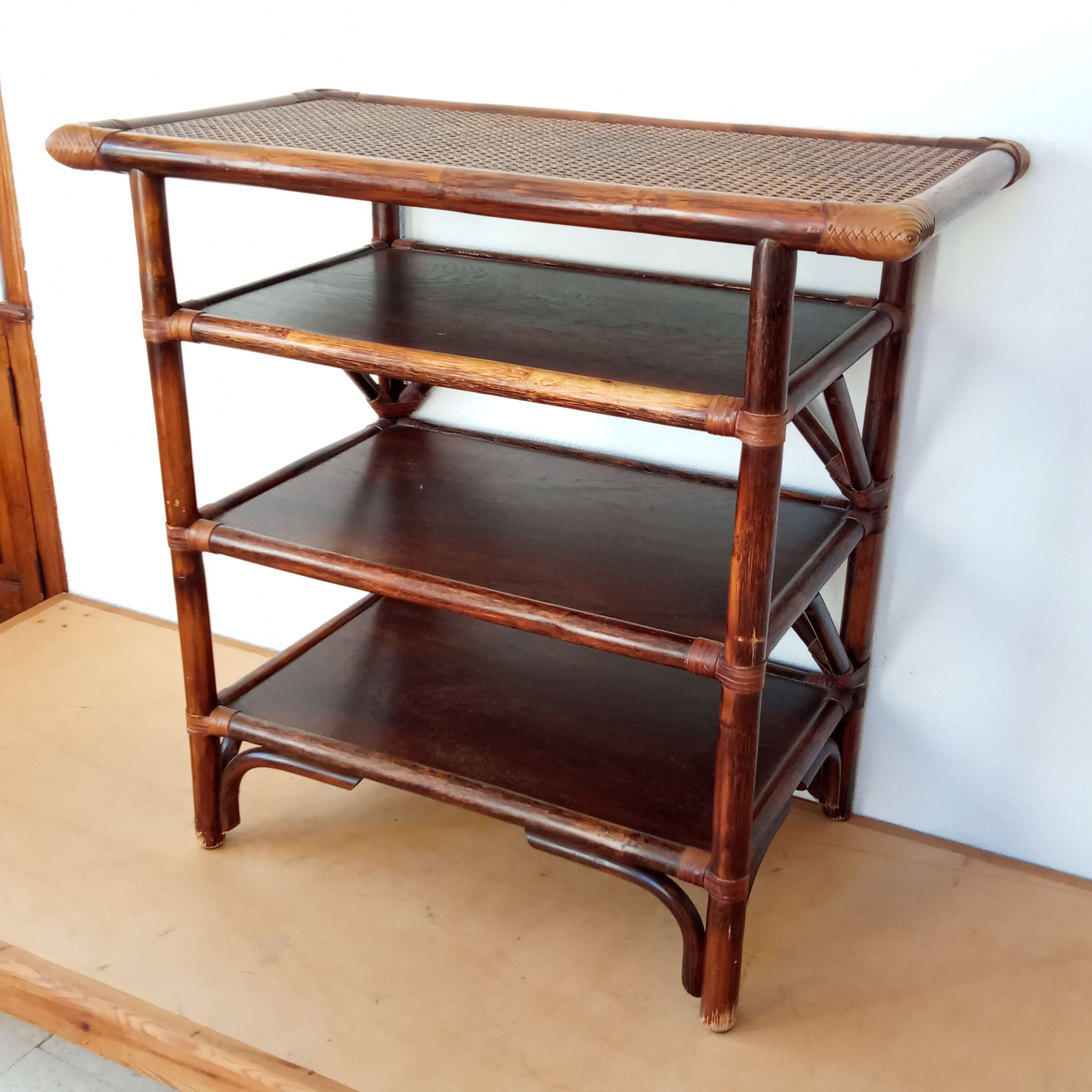 Rattan side table from the 70s/80s