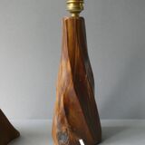 Pair of solid wood lamps, 1960s