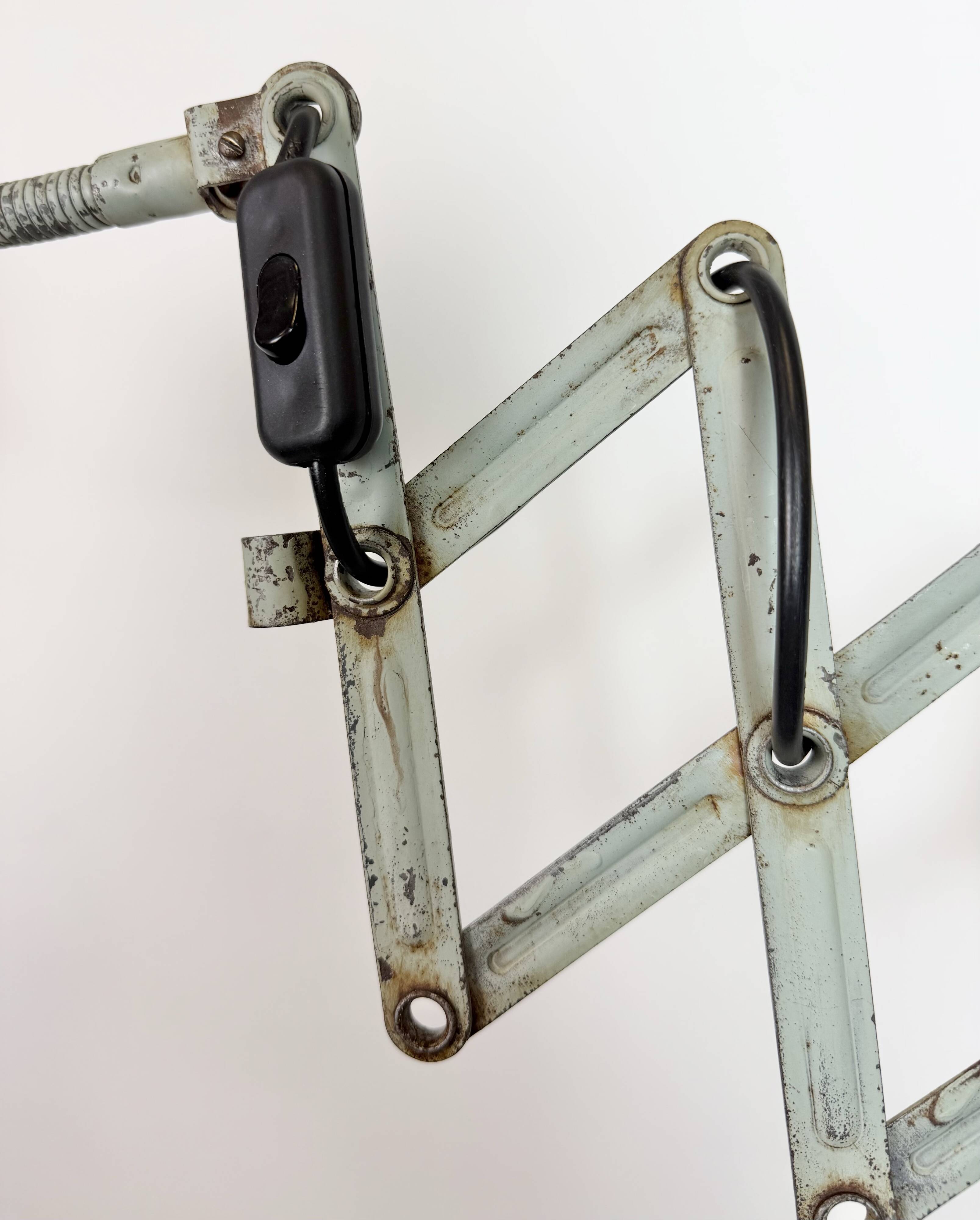 Green Industrial Scissor Wall Lamp from Elektroinstala, 1960s