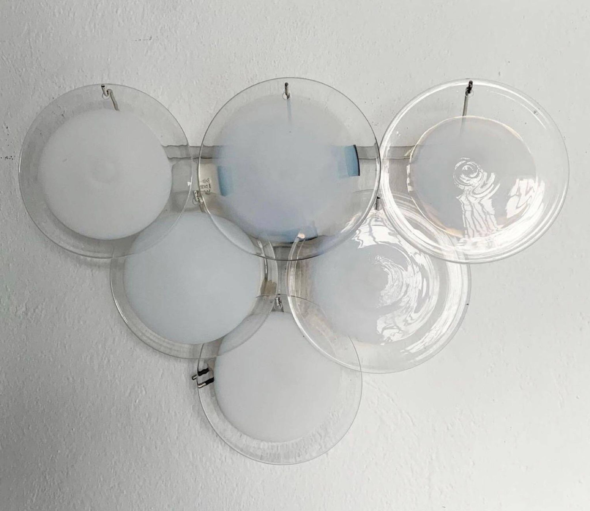 Rare Set of Two Murano Glass Sconces and One Pendant Chandelier by Gino Vistosi