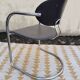 Vintage metal tubular sled chair leather
