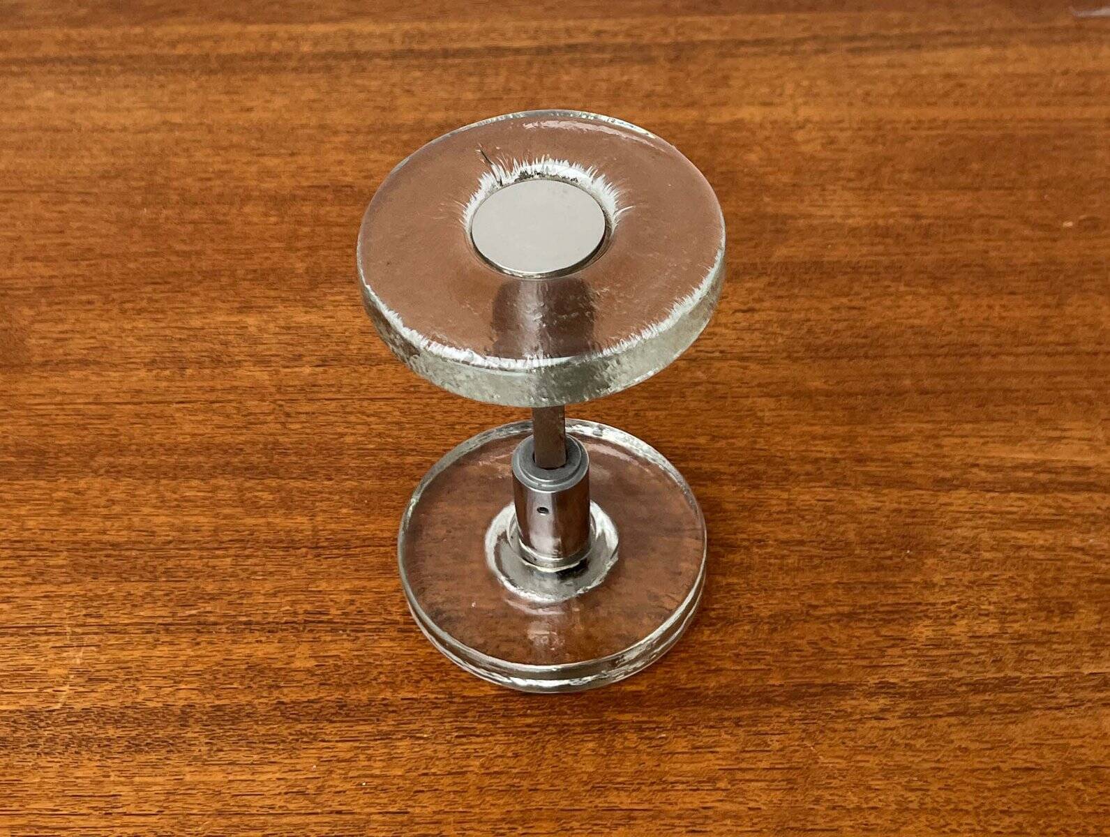 Mid-century modern glass and metal door handle from the space age, Germany, 1960s.