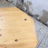 Hexagonal console table guéridon Regain pine 1970