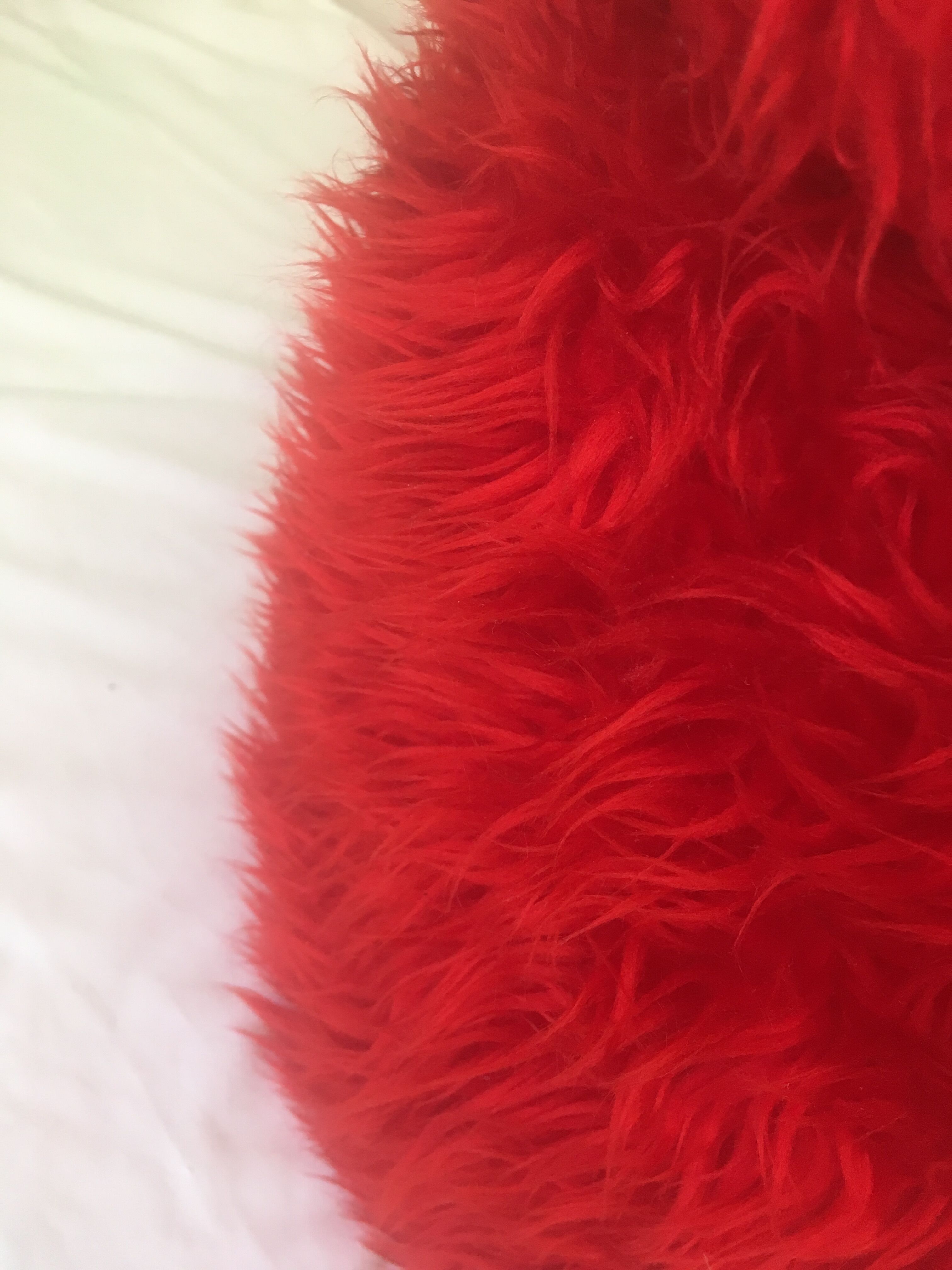 Vintage red fur pouf