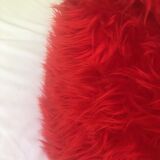 Vintage red fur pouf