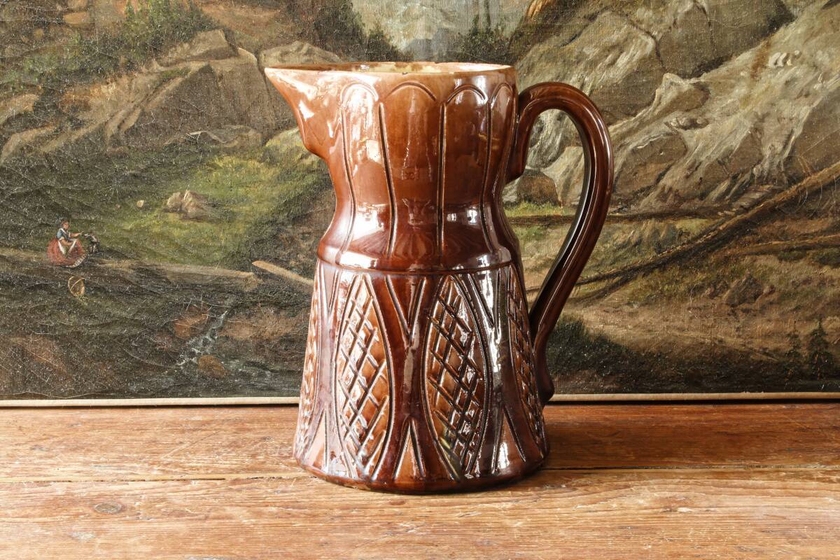 Large modernist glazed earthenware jug, 1950s