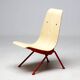 Jean Prouvé "Antoni" chair - Limited edition, red frame / plywood seat