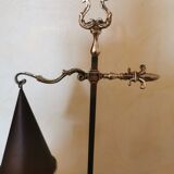 Silver metal lamp with painted sheet metal shade