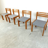 Set of 4 pine wood SG 1200 dining chairs by Cees Braakman, 1970s