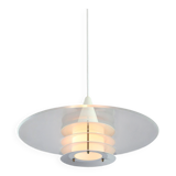 Scandinavian Duett Plexiglas and Metal Pendant Lamp from Landskrona Sweden