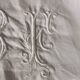 Old very large linen sheet monogrammed BF