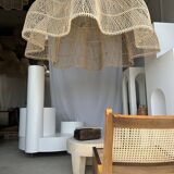 Immense rattan suspension in the shape of a flower, tulip, corolla H1m D1m50