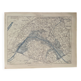 Lithograph map on Paris and the floods of 1910