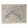 Lithographie carte sur Paris et les inondations de 1910