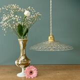 Suspension abat-jour vintage en verre moulé - collection vaisselle -