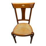 Set of 4 wooden and straw chairs