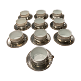 10 cups limoges and under cups in brushed tin