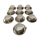 10 cups limoges and under cups in brushed tin