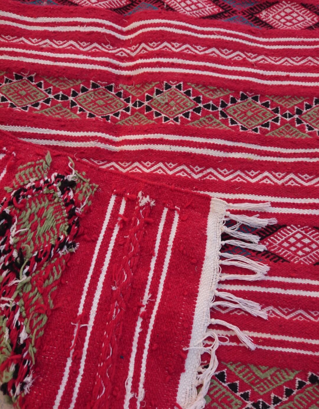 Handmade red Berber kilim rug 210x100cm