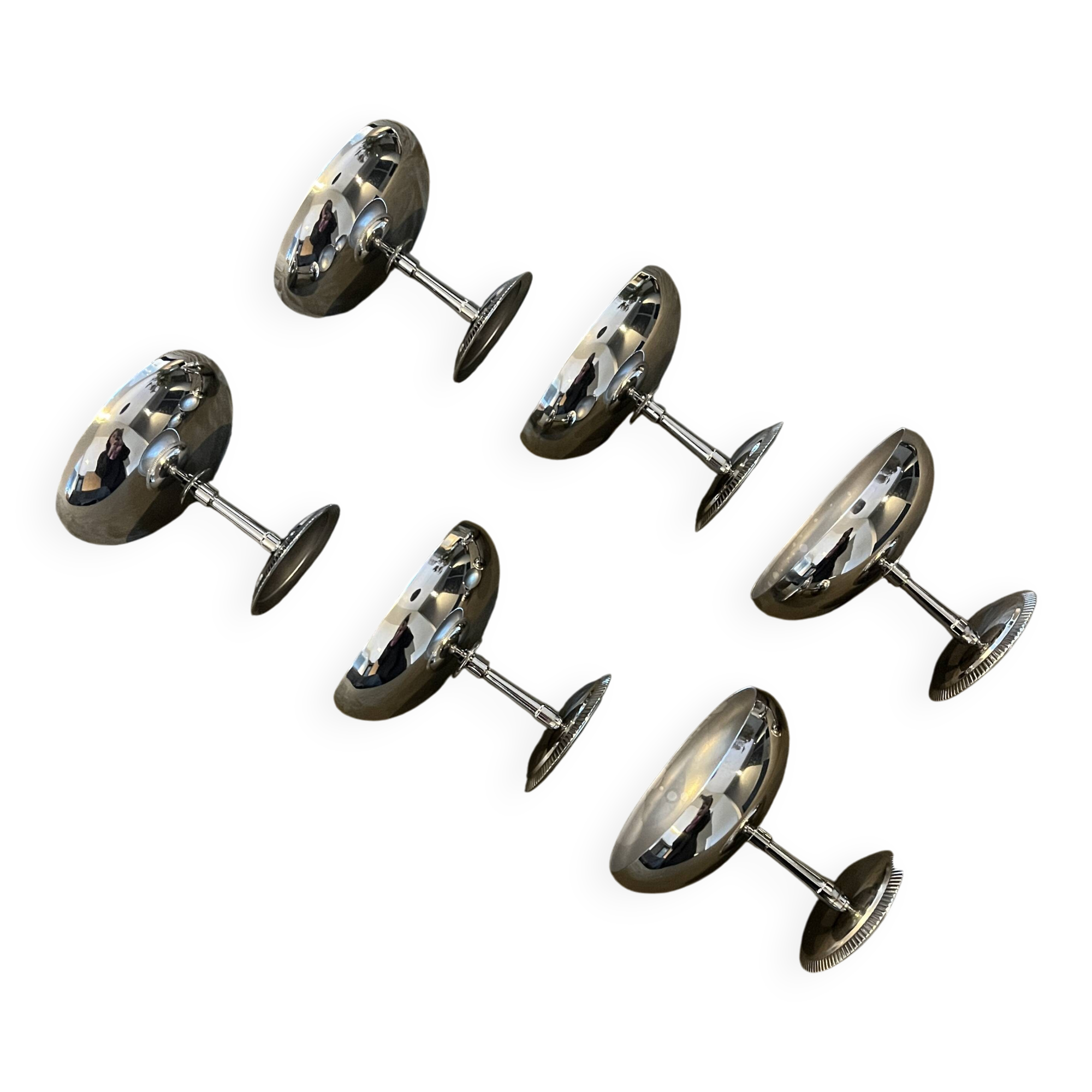 6 large silver-plated metal footed bowls by Letang Remy