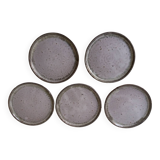 Set of 5 dessert plates in vintage gray blue enamelled stoneware