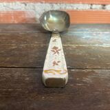 Cuillère de Service Louche Ancienne Metal Argenté + Manche Porcelaine