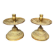 Antique Pair of Candle Holders with Saucer Empire Gilded Brass Neoclassical