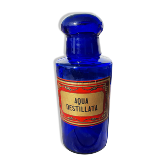 Blue glass pharmacy bottle