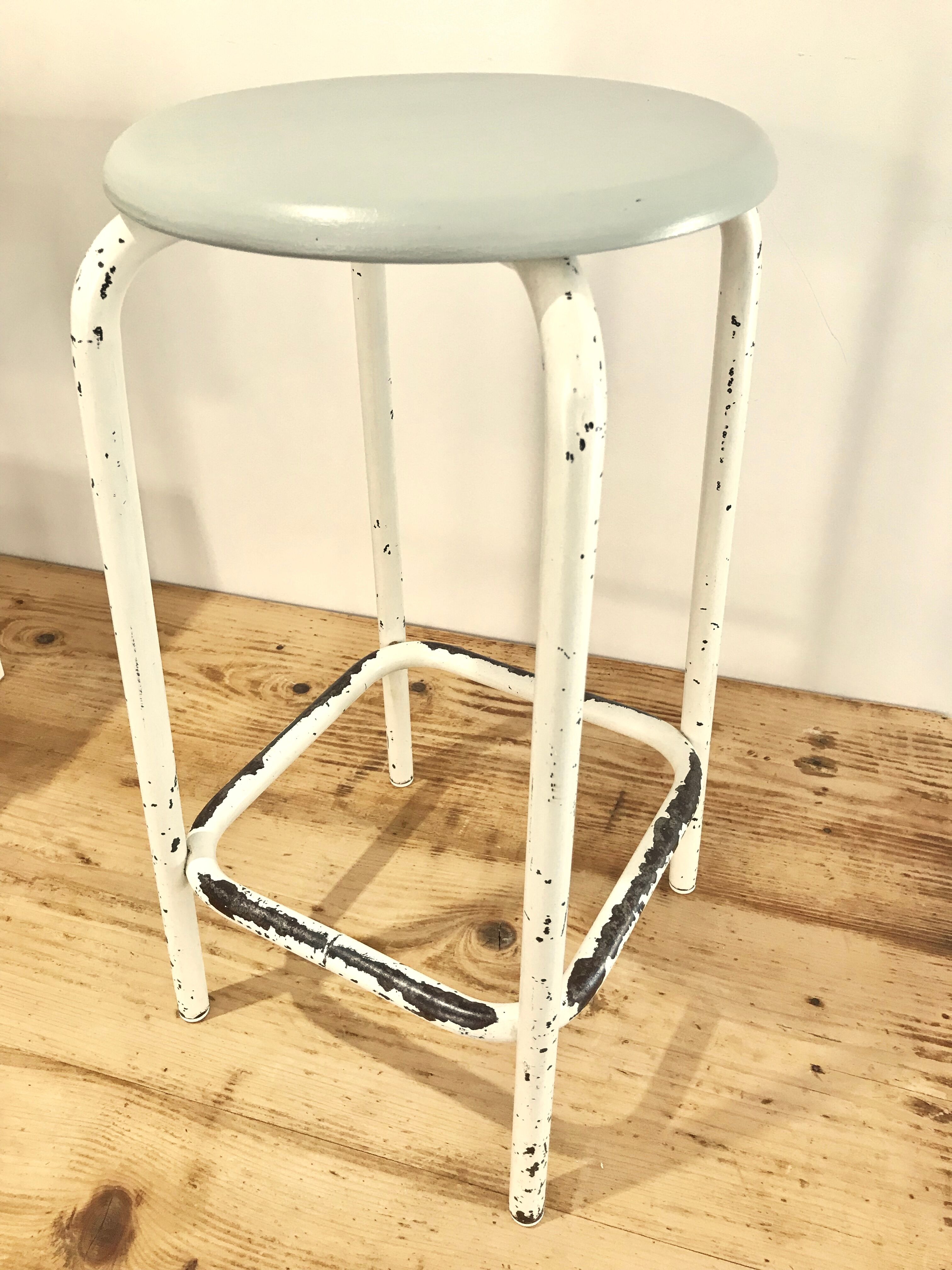 Vintage mint and white stool