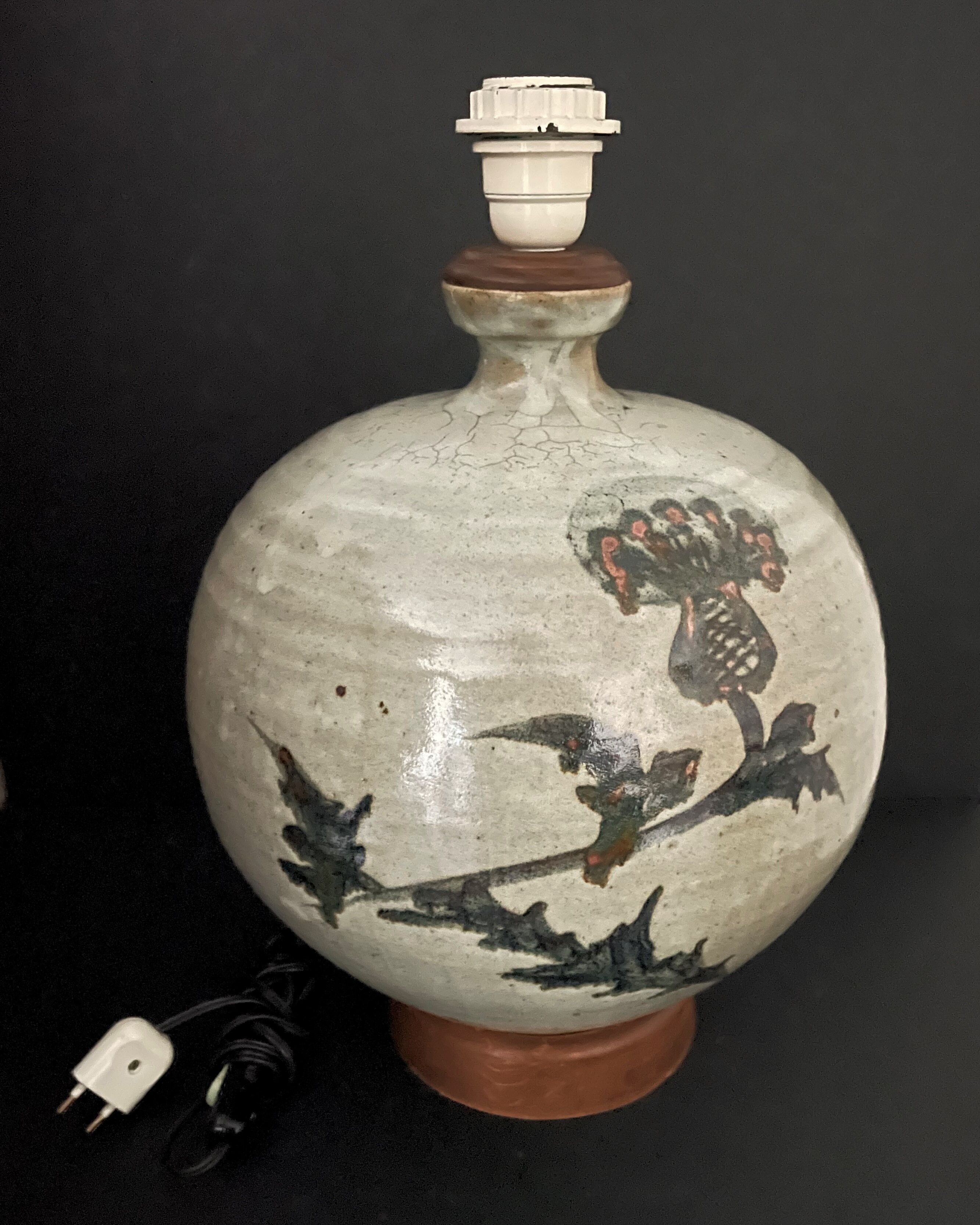 Vintage ceramic lamp Japan stoneware Mashiko