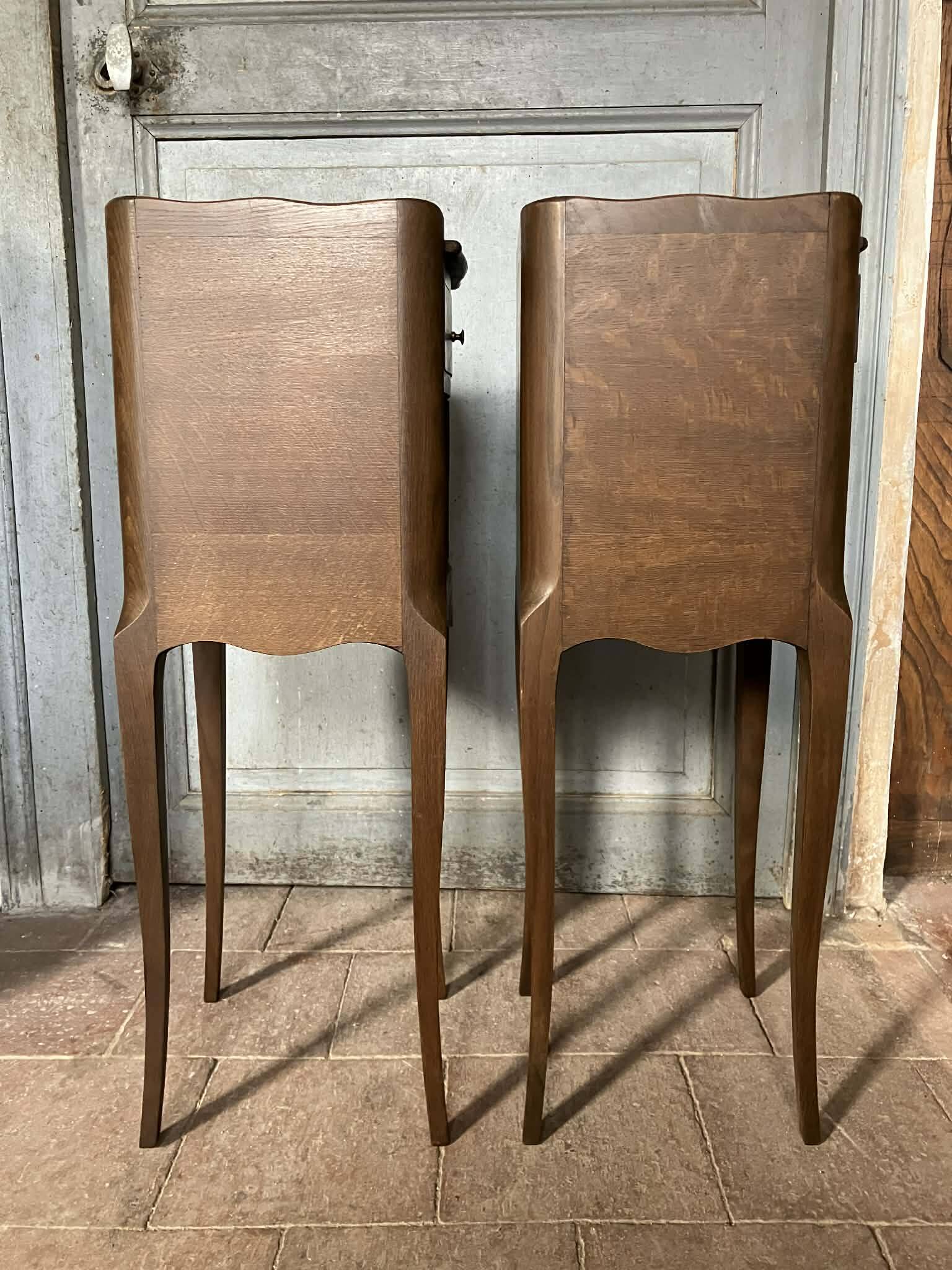Wooden bedside table, vintage nightstand, side table.