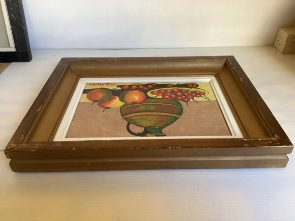 Tableau nature morte huile sur panneau signée