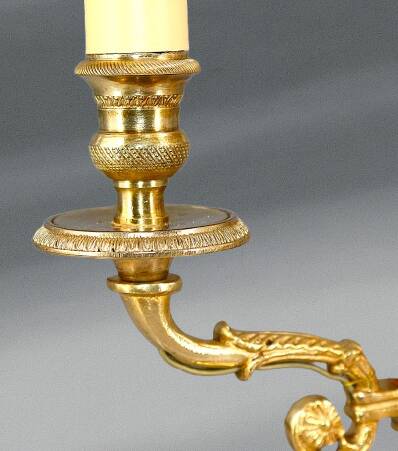 Lampe Bouillotte Bronze Style Empire Abat-jour & Pied laqué Bordeaux