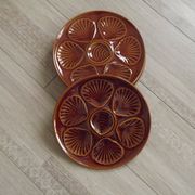 Set of 6 brown majolica oyster plates for 6 oysters and lemon 4951