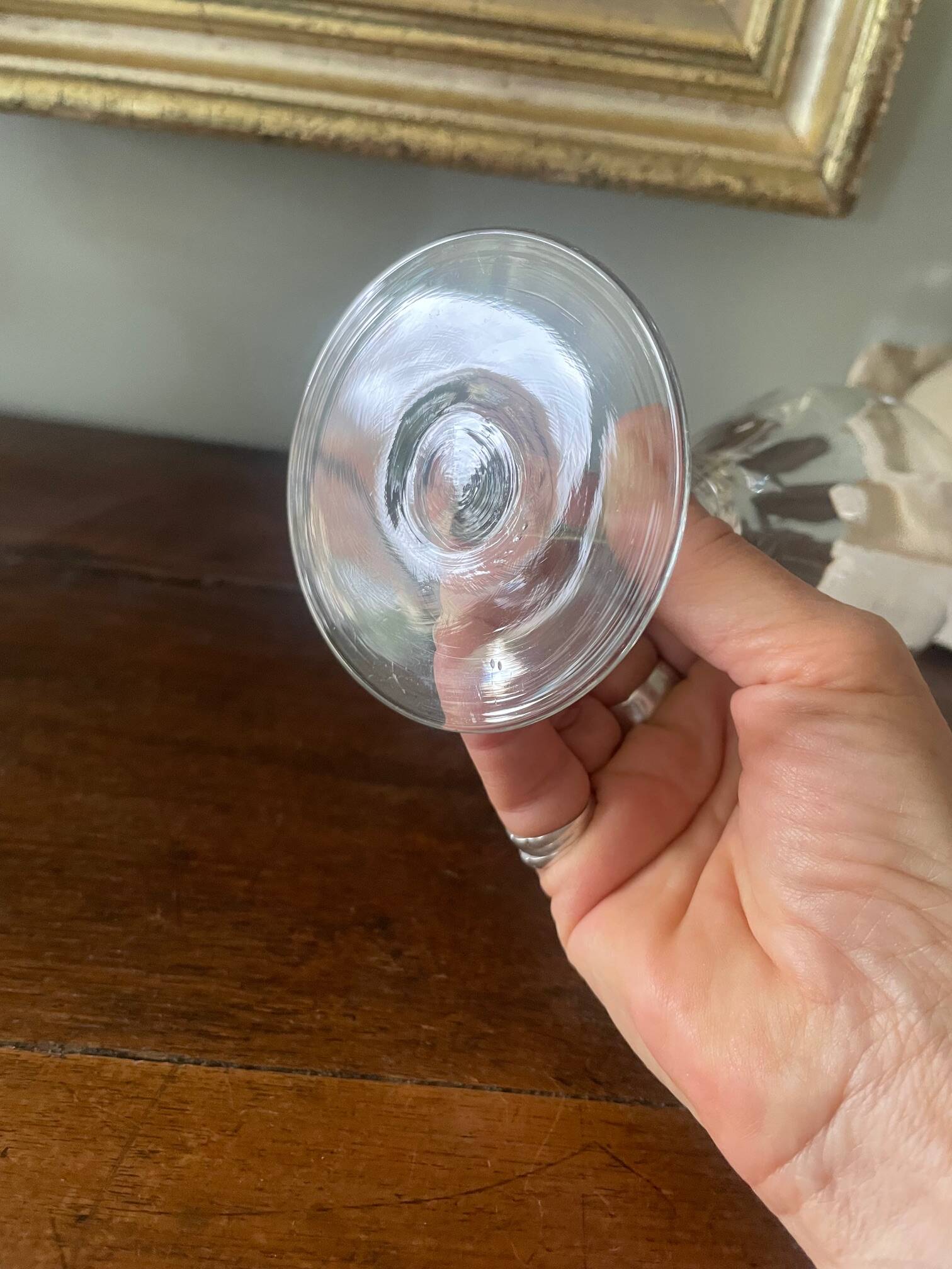 antique faceted stemmed glass