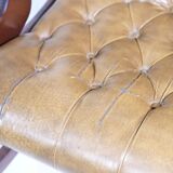 Vintage Chesterfield Design Leather Rocking Chair in Wood, 1920s